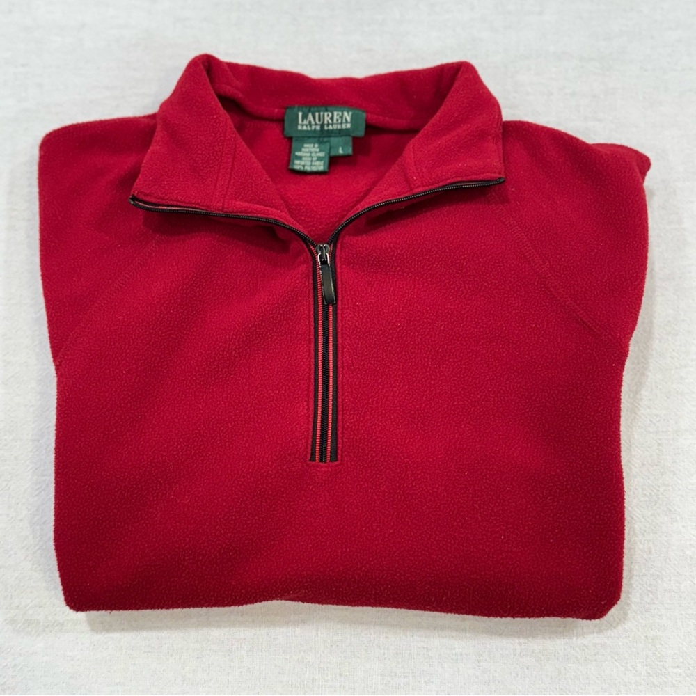 Ralph Lauren Performance Pullover Sweater 1/4 Zip in Red Women’s Large USA Made